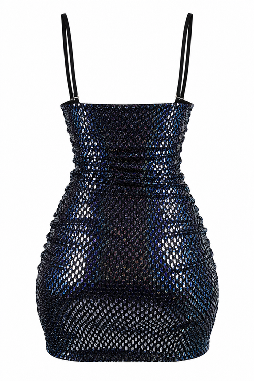 Black Rhinestone Bodycon Mini Dress1