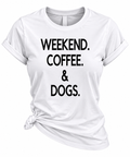 Cute White Casual Tee for Dog Lovers & Coffee Lovers