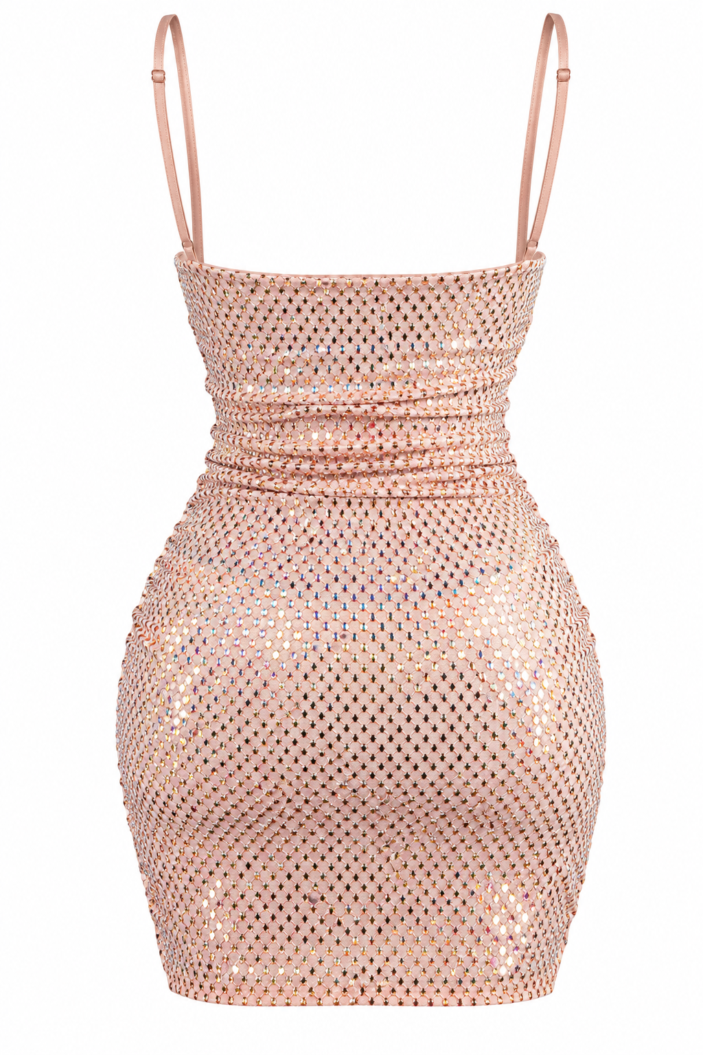 Rose Gold Rhinestone Bodycon Mini Dress