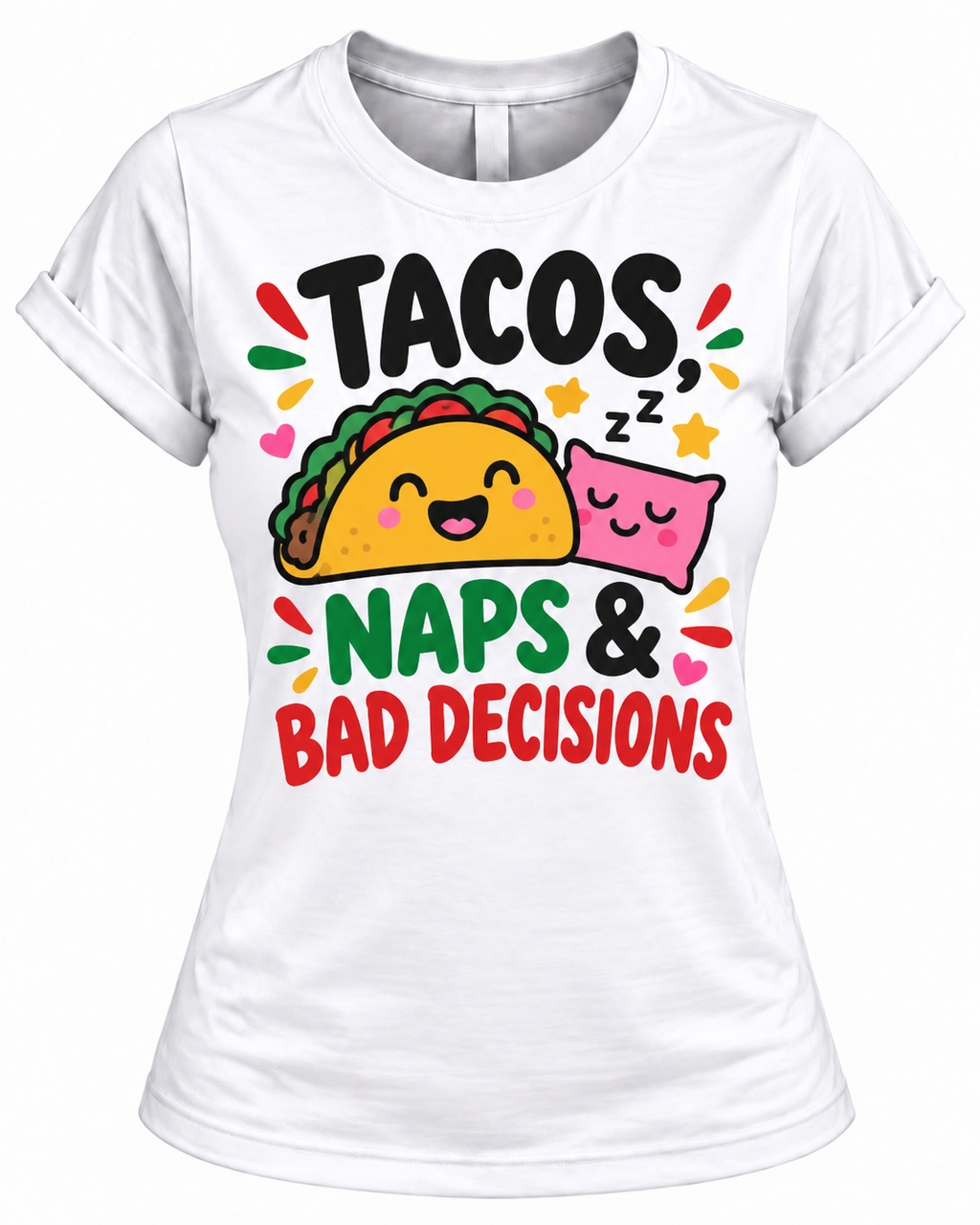 T-Shirt – Funny Women's Taco Graphic Tee, Cute Food Lover Shirt