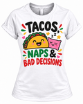 T-Shirt – Funny Women's Taco Graphic Tee, Cute Food Lover Shirt