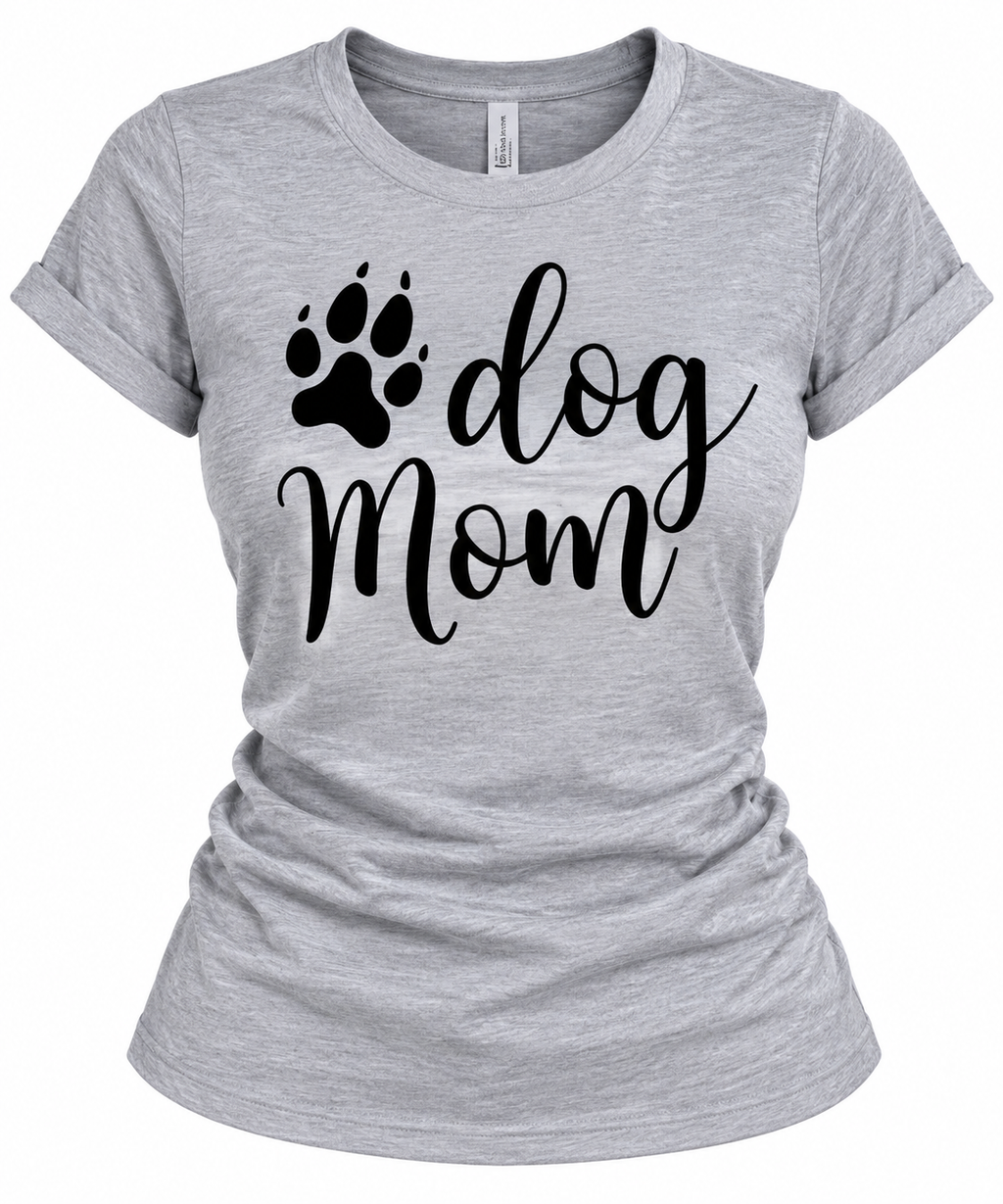 T-Shirt for Women – Cute Paw Print Dog Lover Tee in Heather Gray