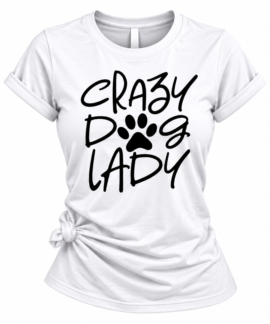 T-Shirt for Women – Cute Paw Print Dog Lover Tee in White