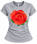 T-Shirt for Women – Elegant Romantic Flower Print Tee in Heather Gray
