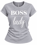T-Shirt for Women – Empowering Girl Boss Statement Tee in Heather Gray