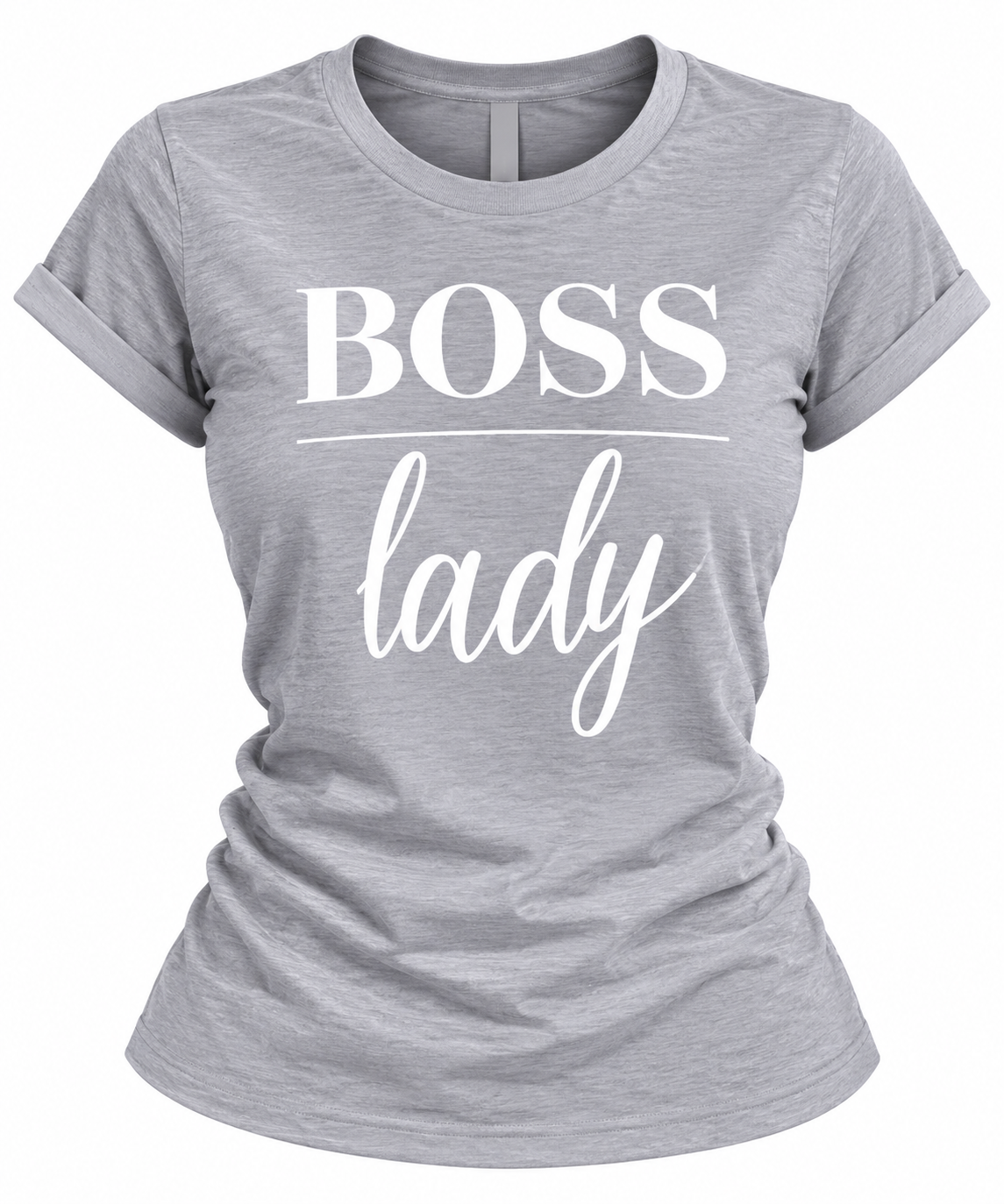 T-Shirt for Women – Empowering Girl Boss Statement Tee in Heather Gray
