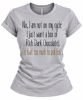 T-Shirt for Women – Sassy Chocolate Quote Tee in Heather Gray