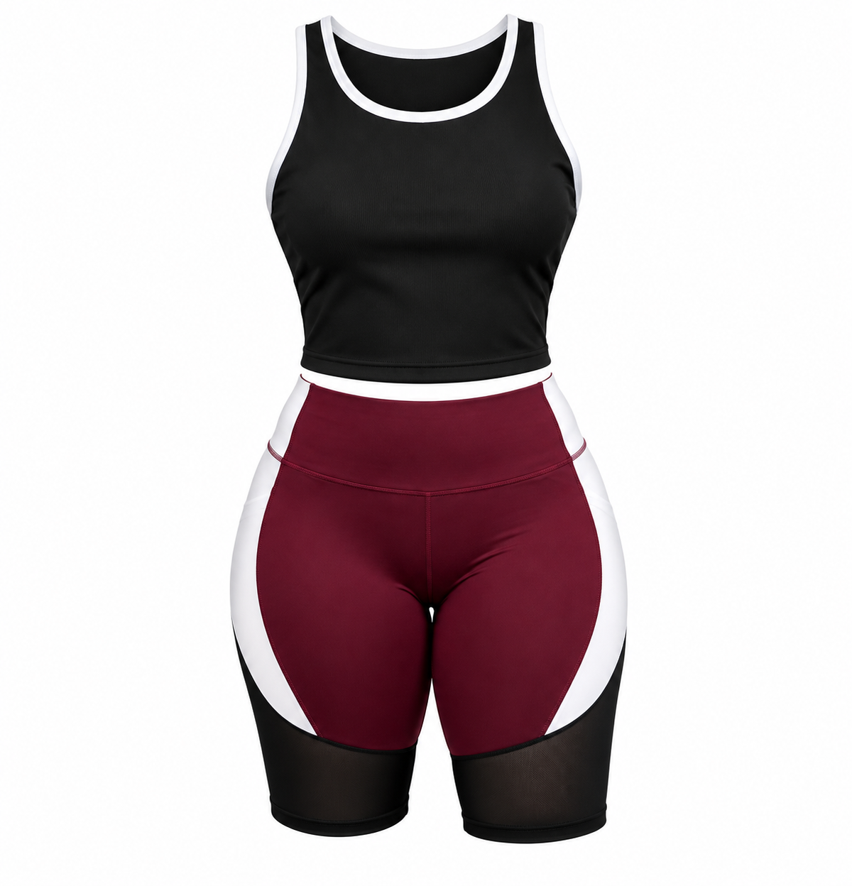 Women's 2-Piece Activewear Set & Biker Shorts (Brown)