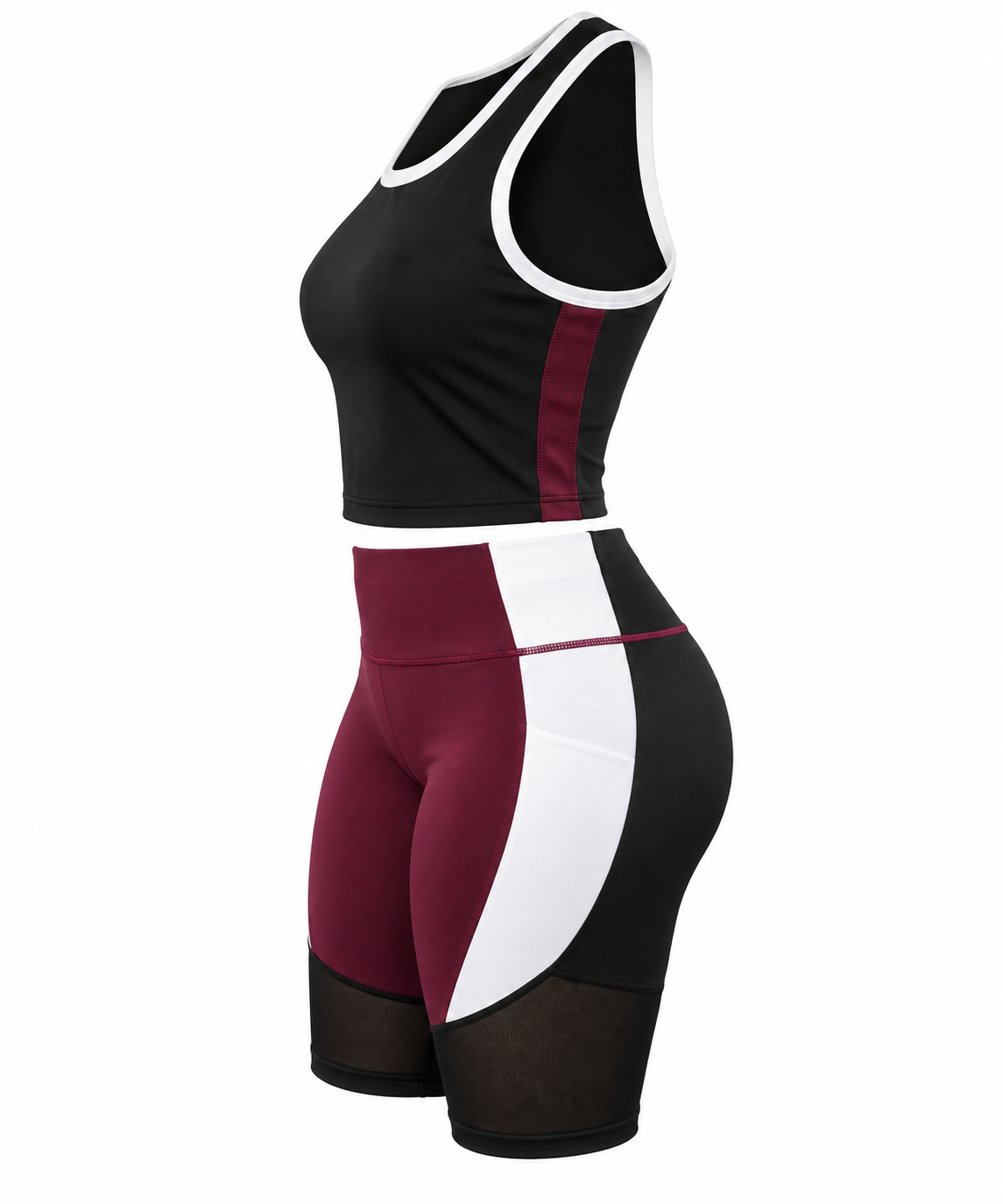 Women's 2-Piece Activewear Set & Biker Shorts (Brown)1