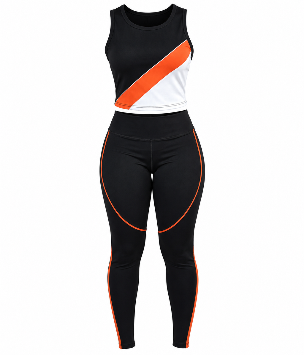 Women's 2-Piece Activewear Set | Color Block Leggings & Crop Top