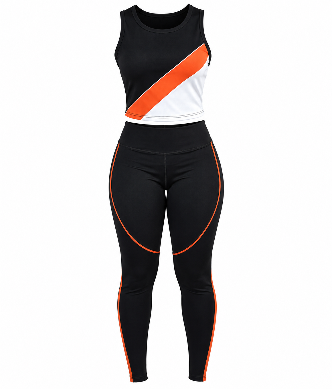 Women's 2-Piece Activewear Set | Color Block Leggings & Crop Top