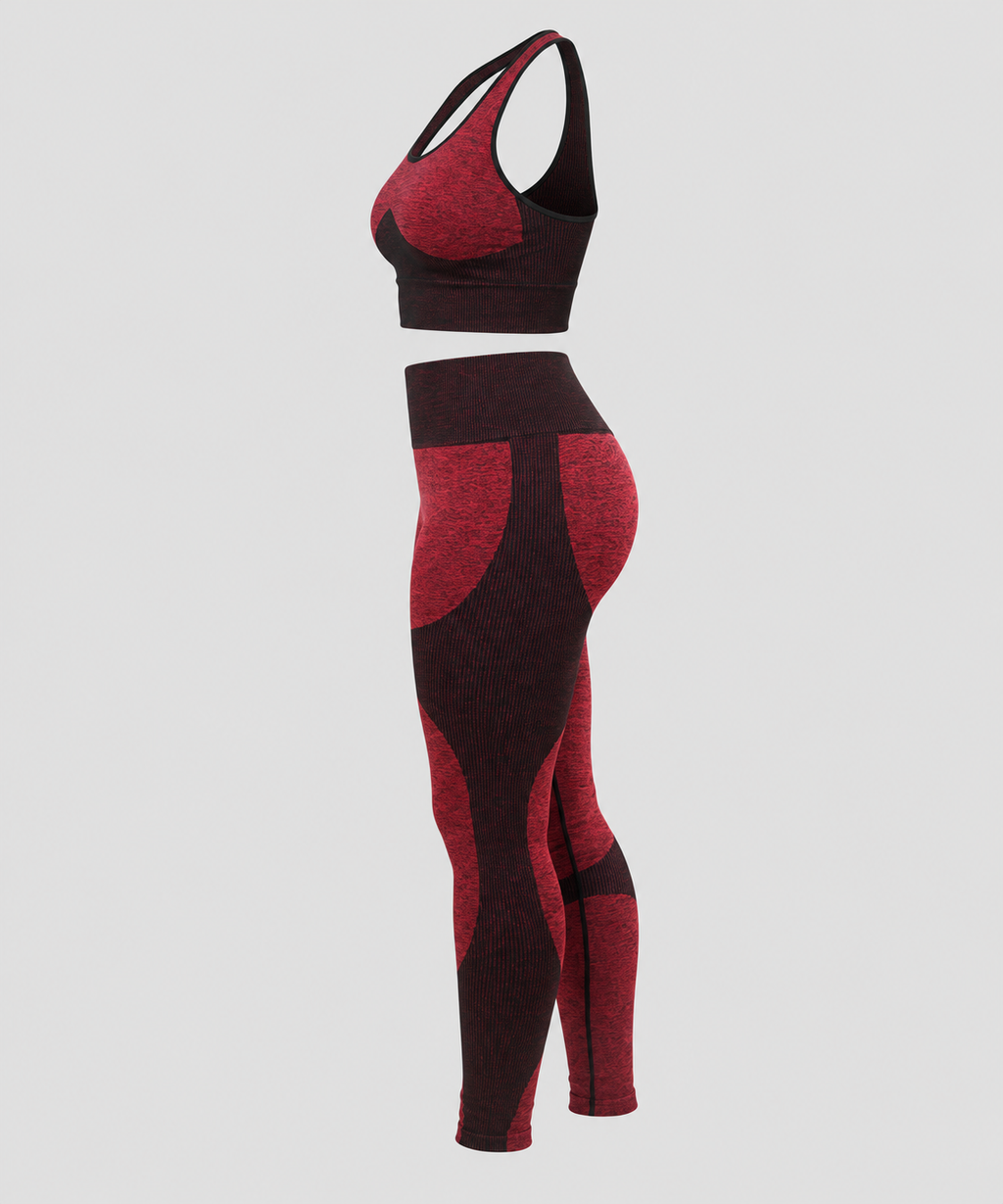 Women's 2-Piece Seamless Workout Set – Red1