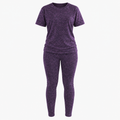 Women's Brown Acid Wash Two-Piece Leggings Set (Purple)