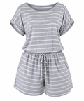 Women's Gray Striped Romper | Casual Summer Outfit