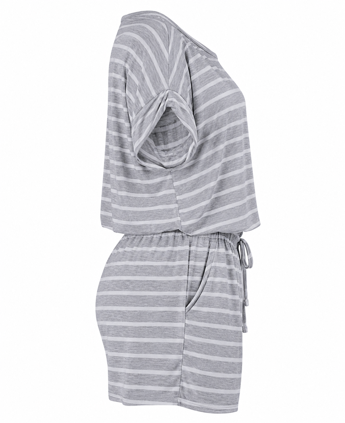 Women's Gray Striped Romper | Casual Summer Outfit