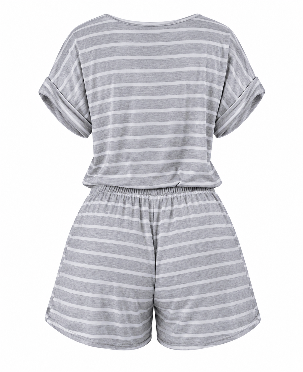 Women's Gray Striped Romper | Casual Summer Outfit