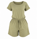 Women's Gray Striped Romper | Casual Summer Outfit (Olive)