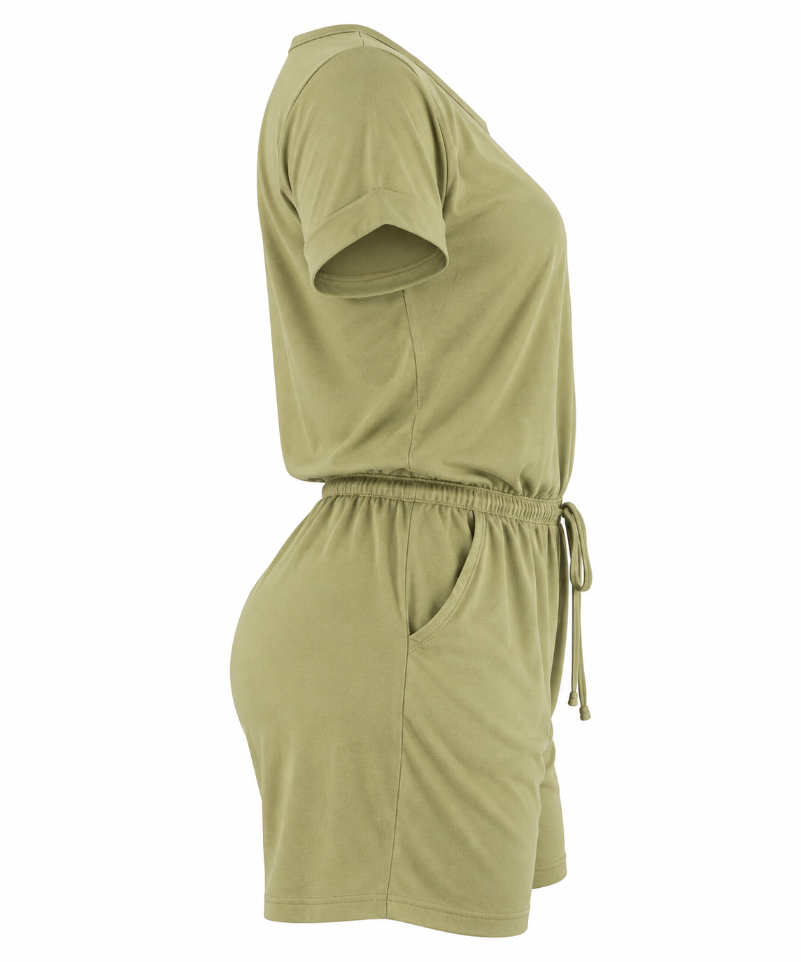 Women's Gray Striped Romper | Casual Summer Outfit (Olive)