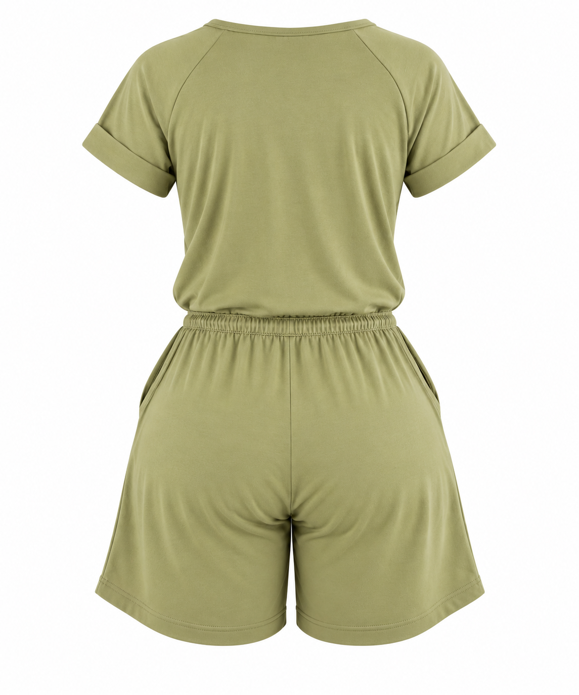 Women's Gray Striped Romper | Casual Summer Outfit (Olive)