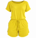 Women's Gray Striped Romper | Casual Summer Outfit (Yellow)