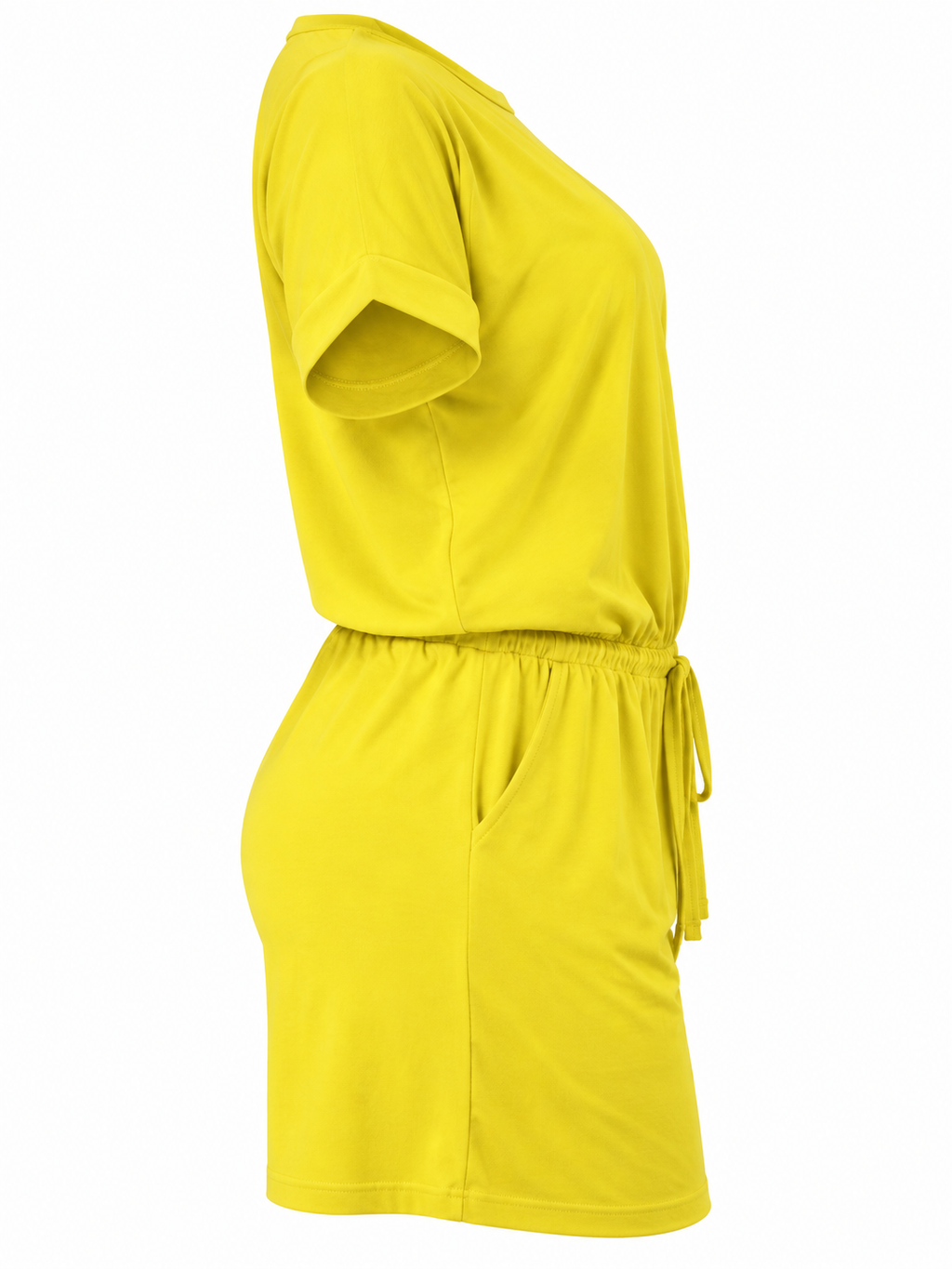 Women's Gray Striped Romper | Casual Summer Outfit (Yellow)
