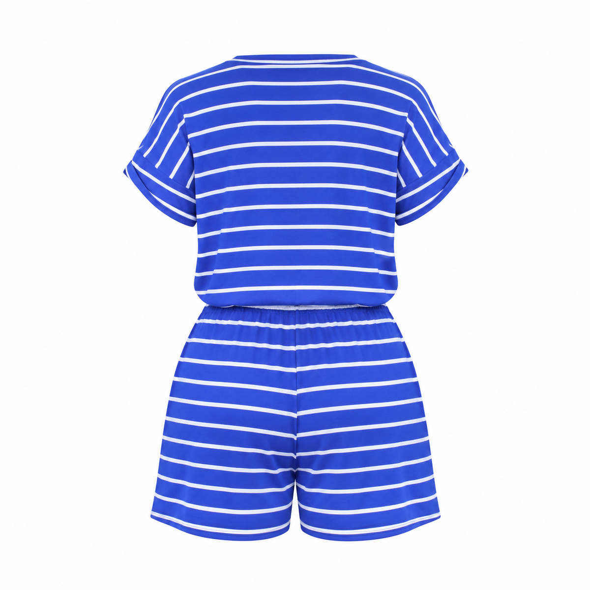 Women's Gray Striped Romper | Casual Summer Outfit (blue)