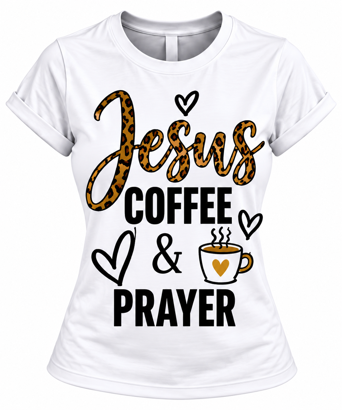 Women's Jesus Coffee & Prayer Christian Graphic T-Shirt
