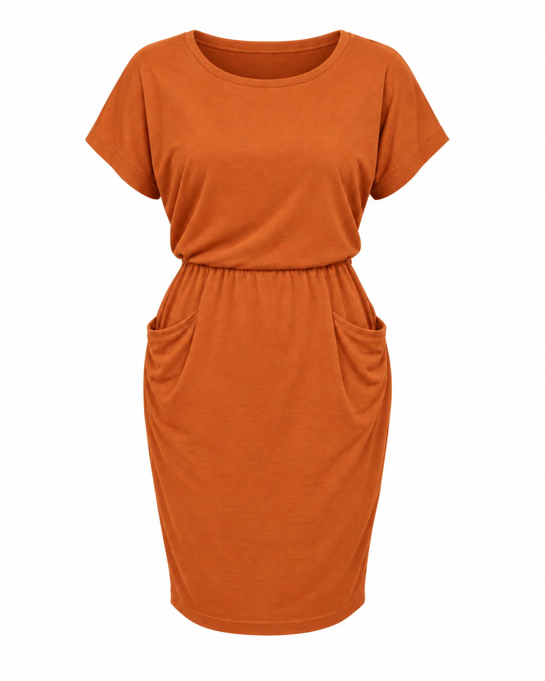 Women's Mustard Blouson Waist Midi Dress with Pockets