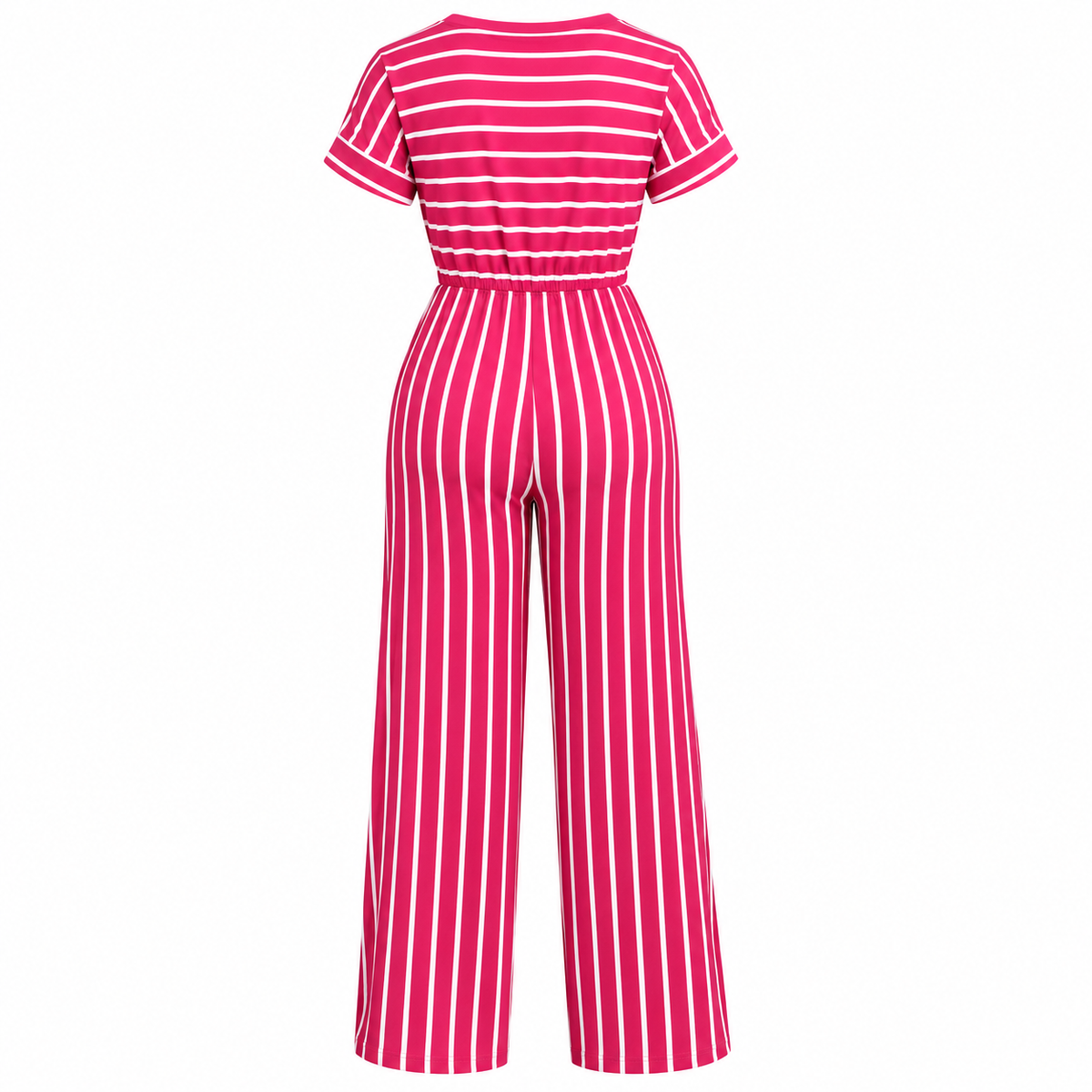 Women's Red Striped Wide Leg Jumpsuit