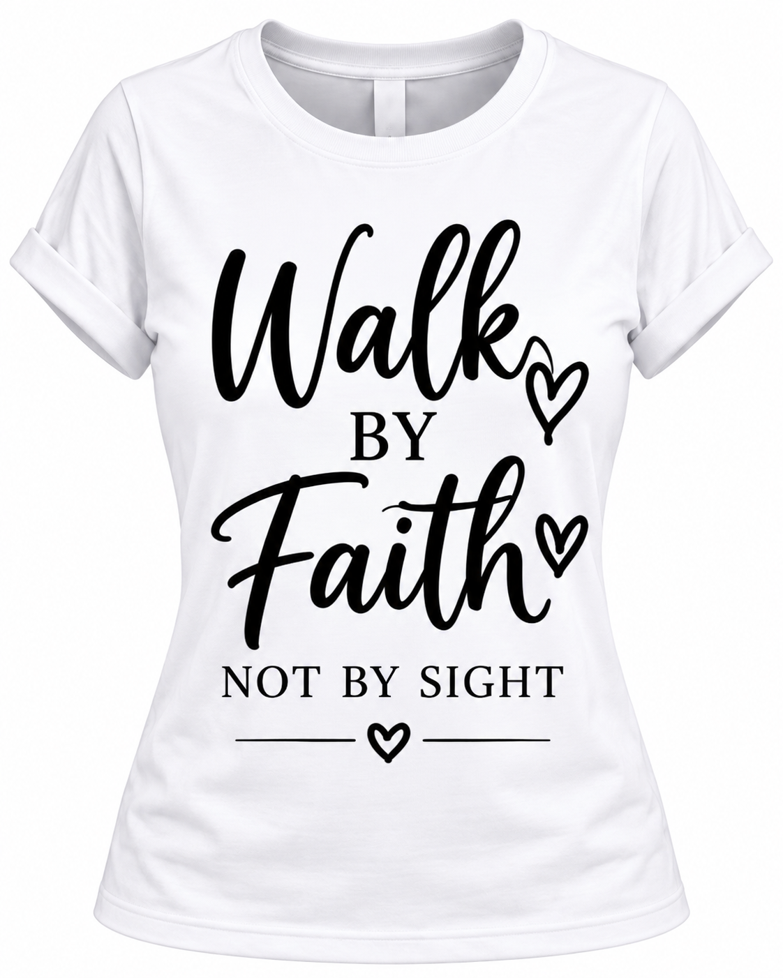 Women's Walk by Faith Not by Sight Christian Graphic T-Shirt